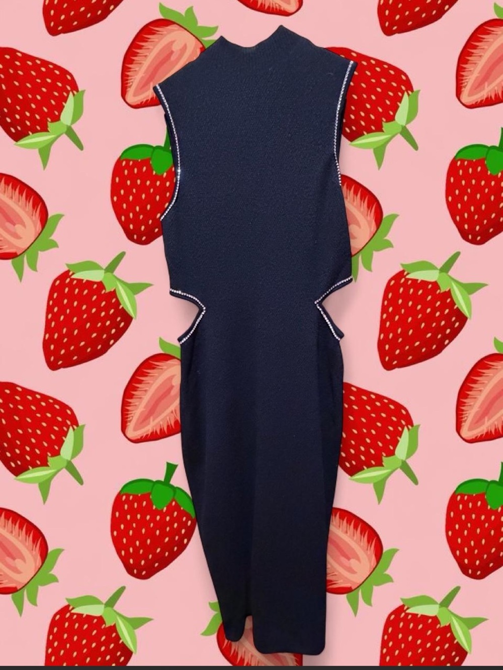 Express Black Midi Dress with Silver Trim and Side Cutouts